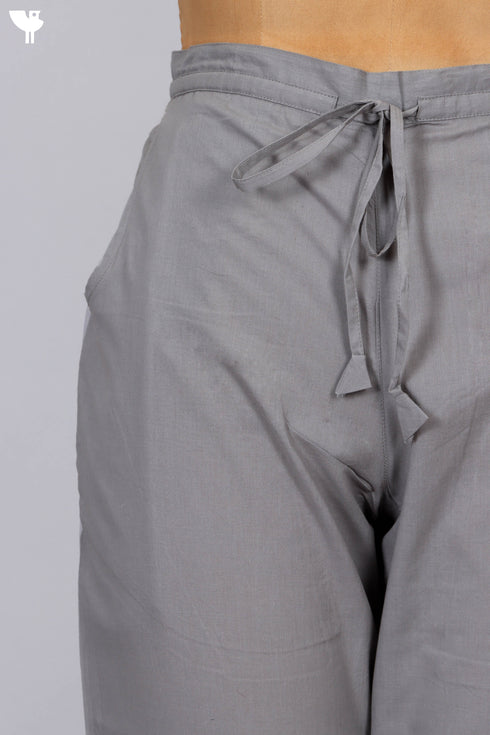 Cambric Cotton Pants In Stone Grey